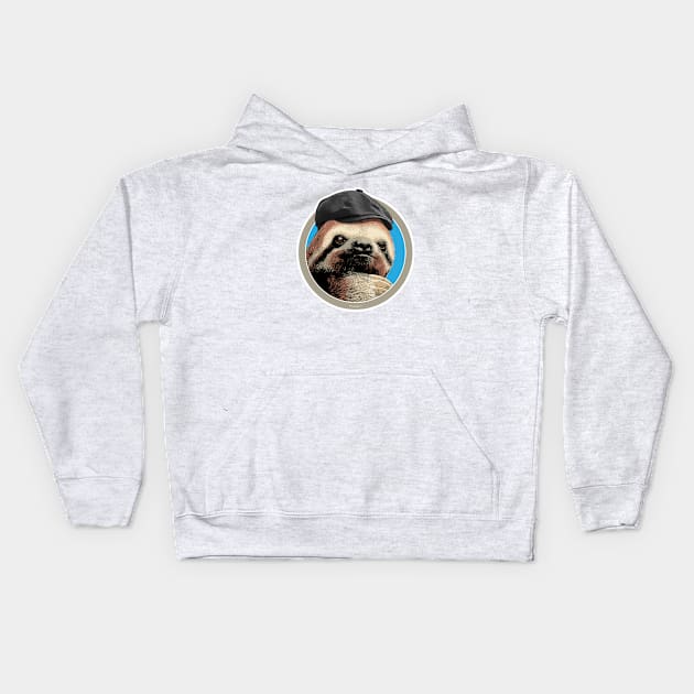 Sloth (in Baker Boy hat) Kids Hoodie by eBrushDesign